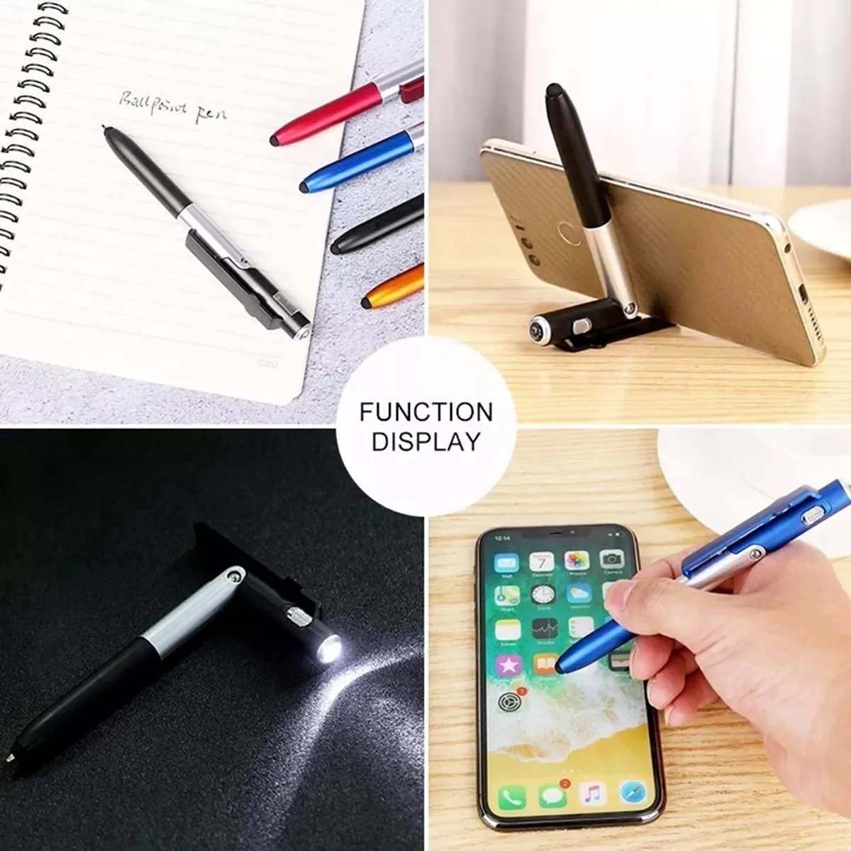 4 In 1 LED Folding Ballpoint Pen Phone Stand Holder 1