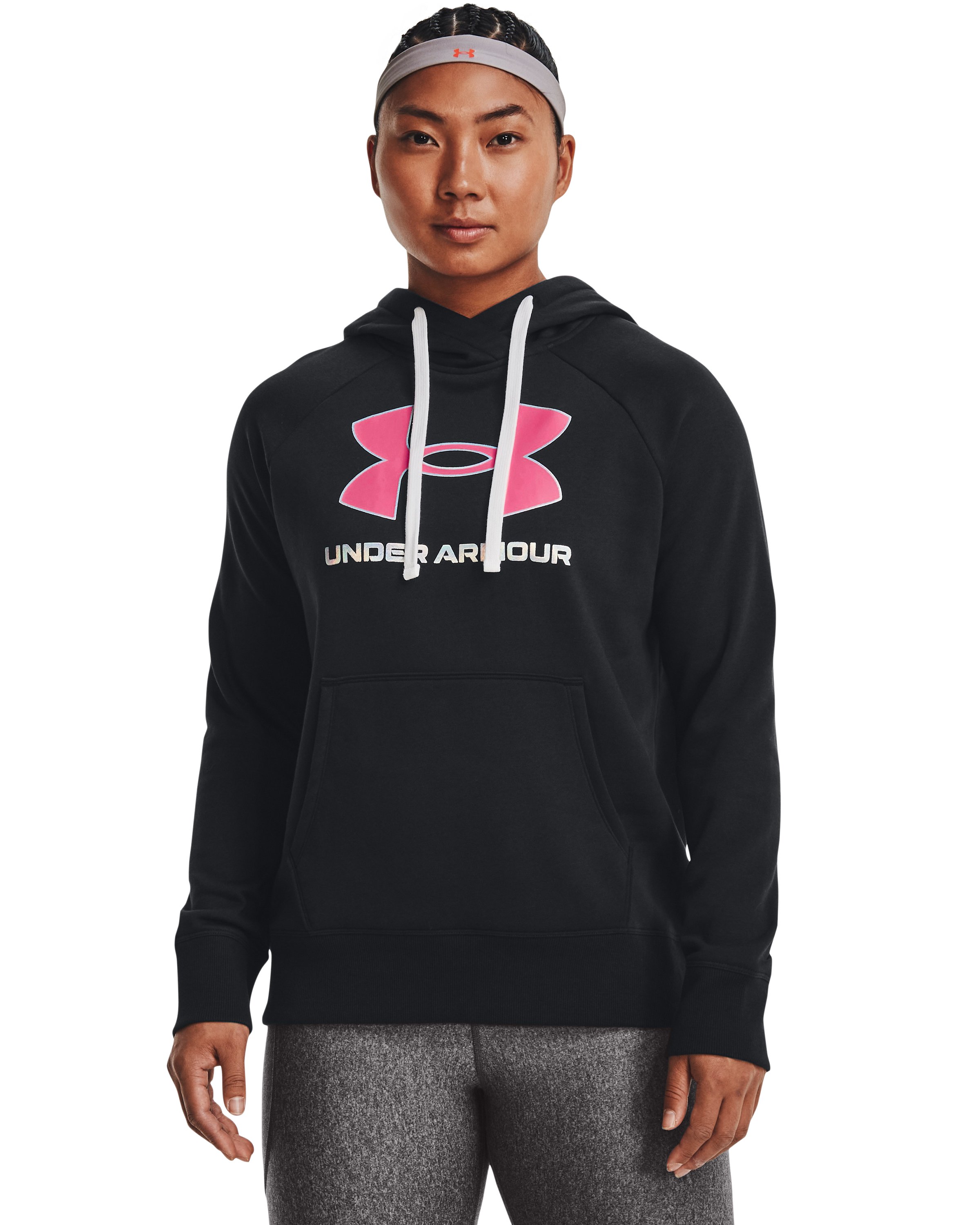 UA Rival Fleece Big Logo Foil Outline Women's Hoodie, custom hoodie or sweatshirt with logo imprint 2
