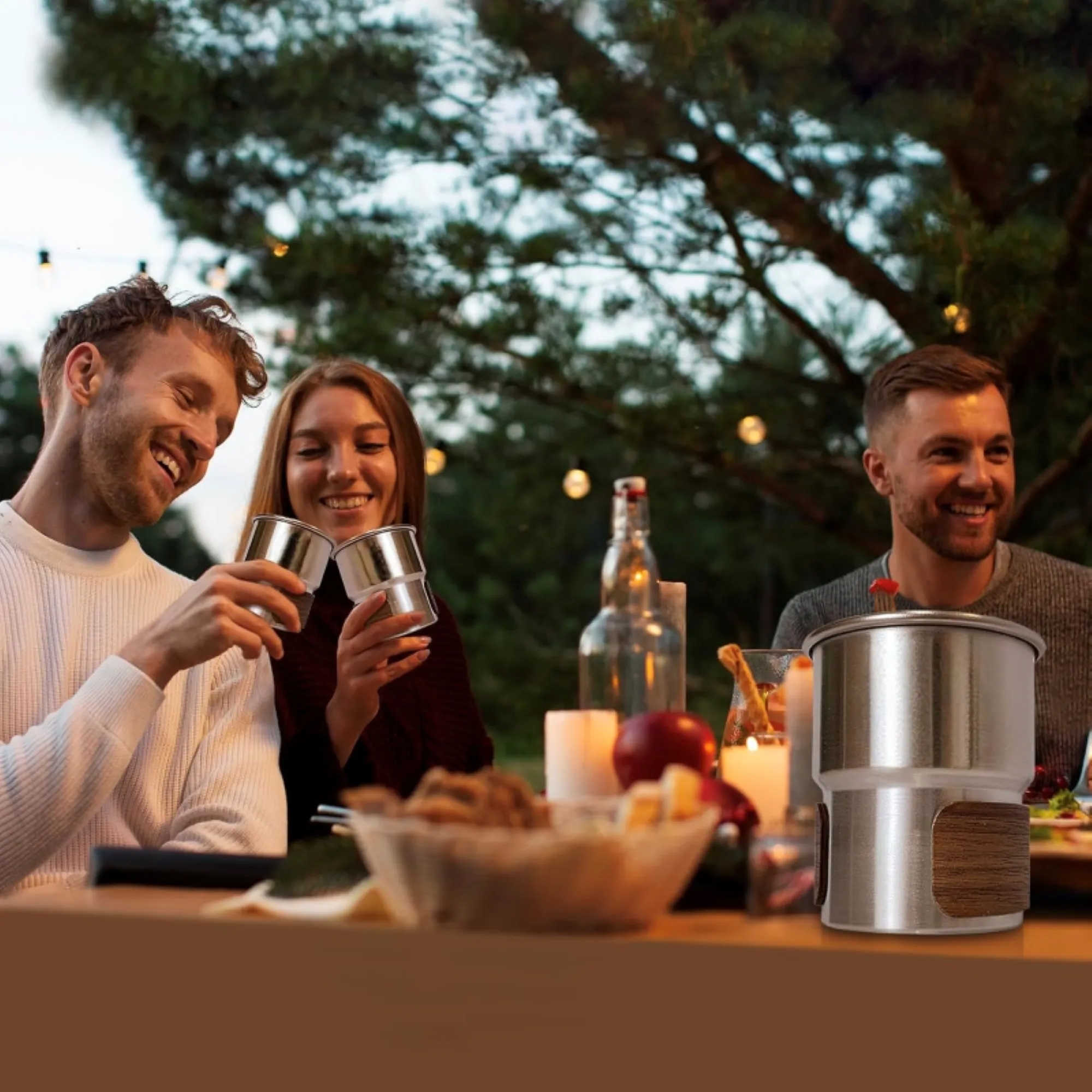 Stainless Steel Wooden Support Camping Coffee Cup 4