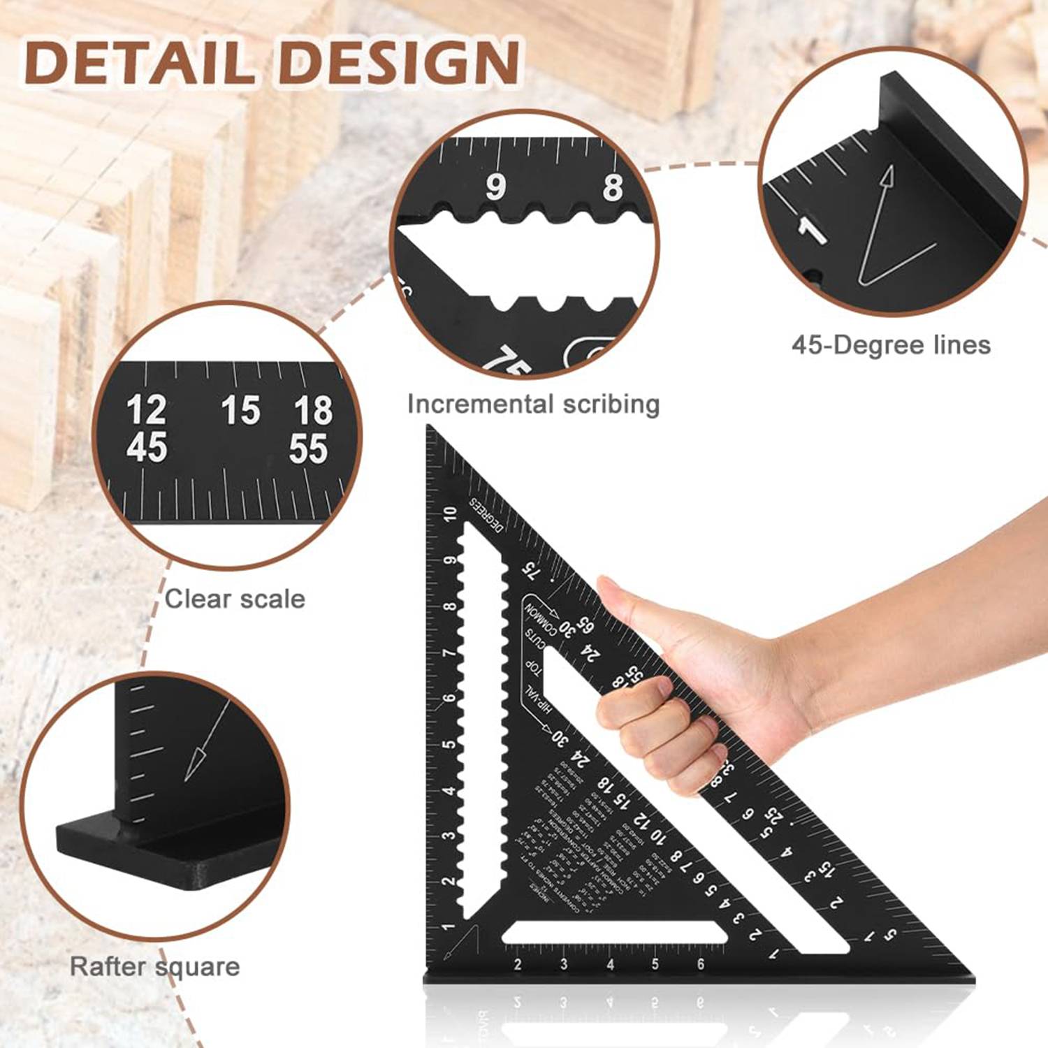 7 Inch Aluminum Triangle Ruler-Metric & Imperial Scale 7