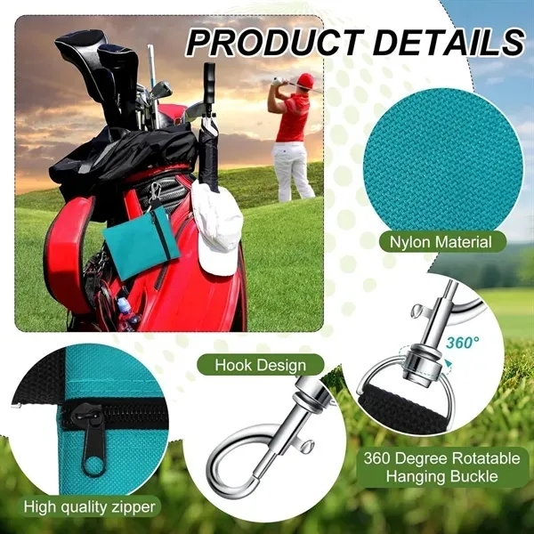 Tee Bag Holder with Metal Lobster Claw Clip - Golf Accessory 7