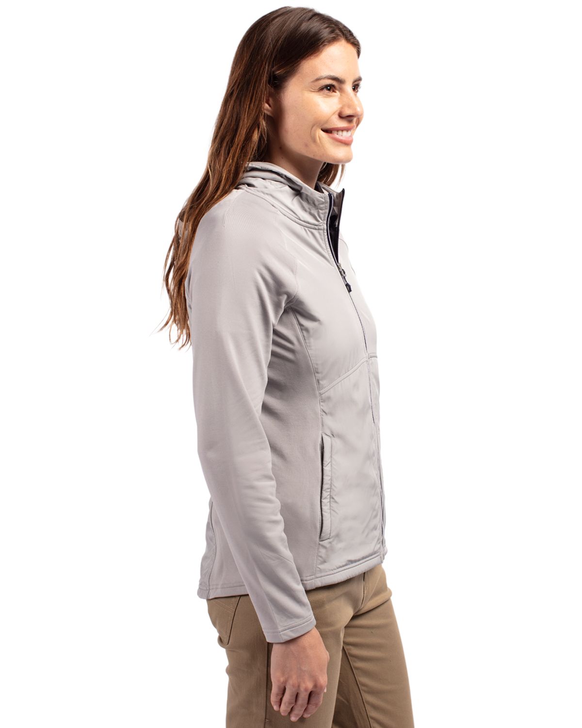 Cutter & Buck Adapt Recycled Soft Knit Stretch Womens Hybrid Full Zip Jacket 5