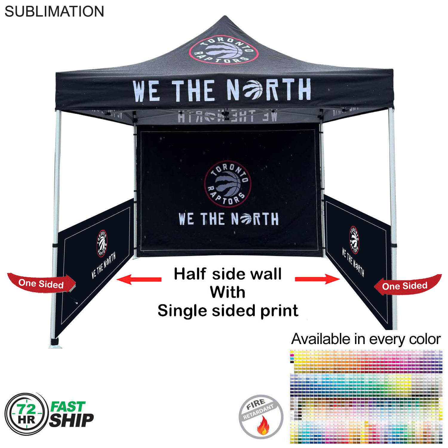 72 Hr Fast Ship - Half Side Wall for 10x10 Tent Kit, Sublimated, Single Sided Print 9