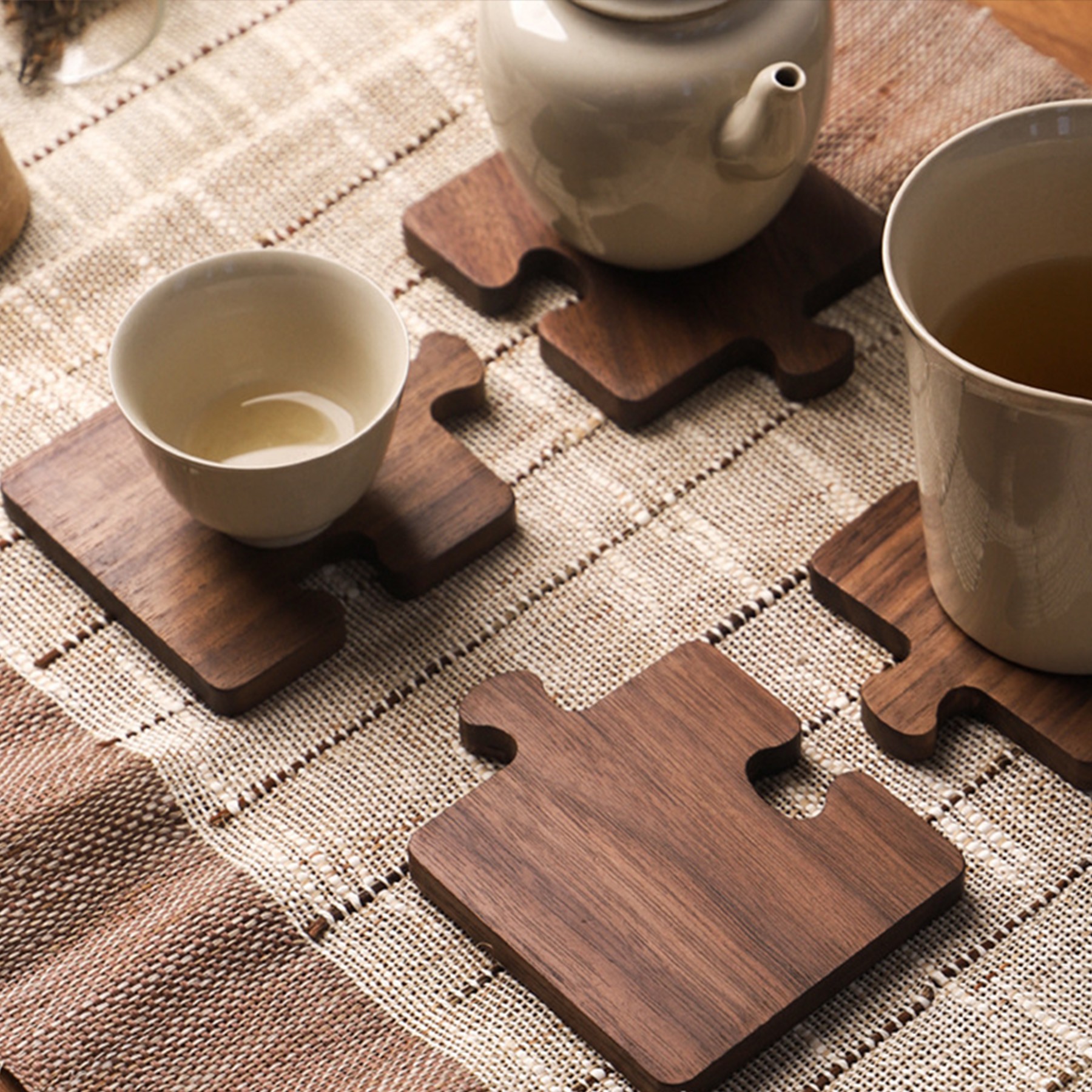 Black Walnut Wooden Puzzle-Shaped Coaster 4