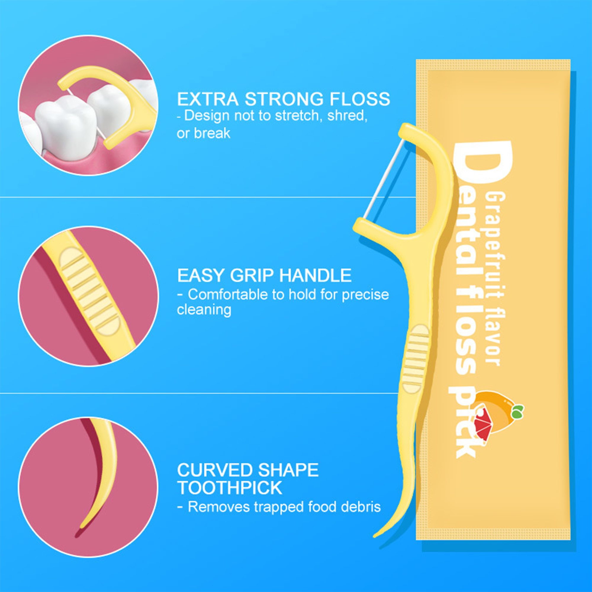 Fruity Flavor Dental Floss Picks 3