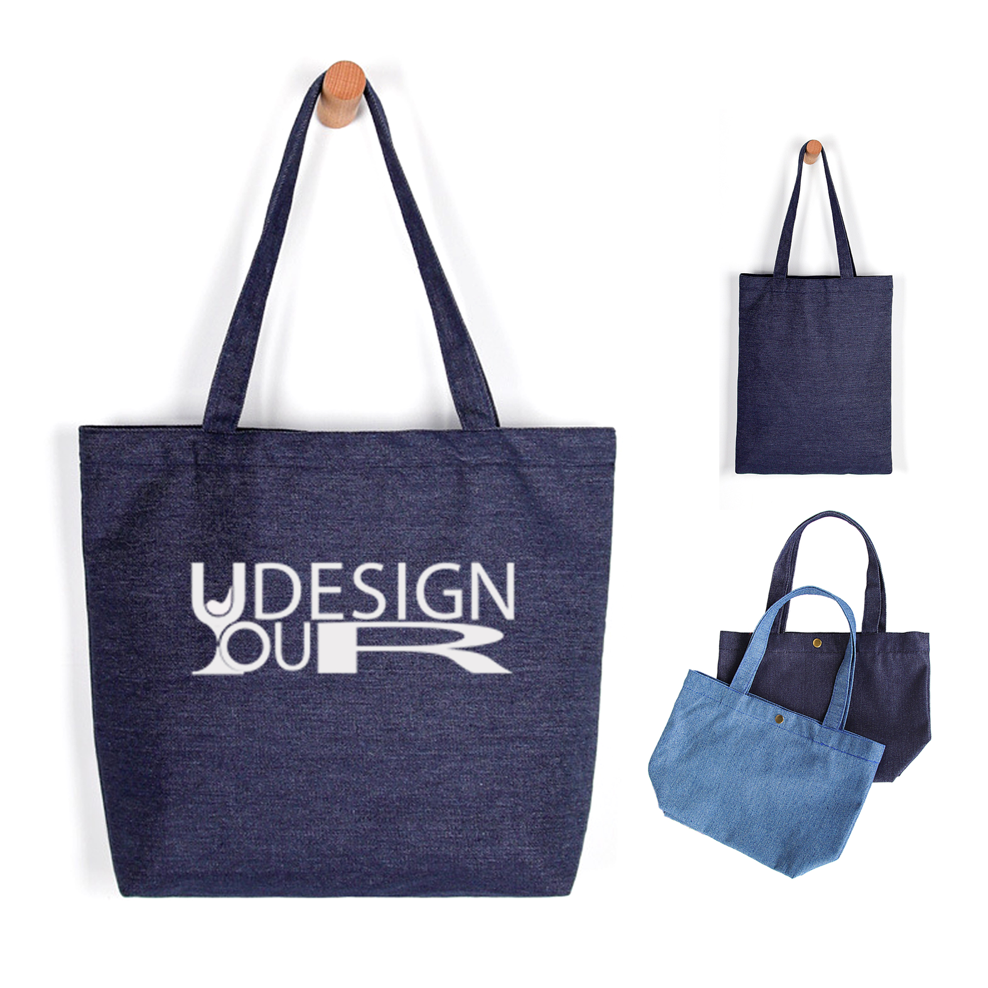Denim Economical Cotton Tote Bags, custom tote bag with logo imprint 2