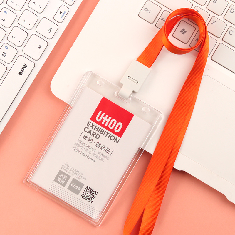 Acrylic Transparent ID Card Badge Holder with Lanyard 3
