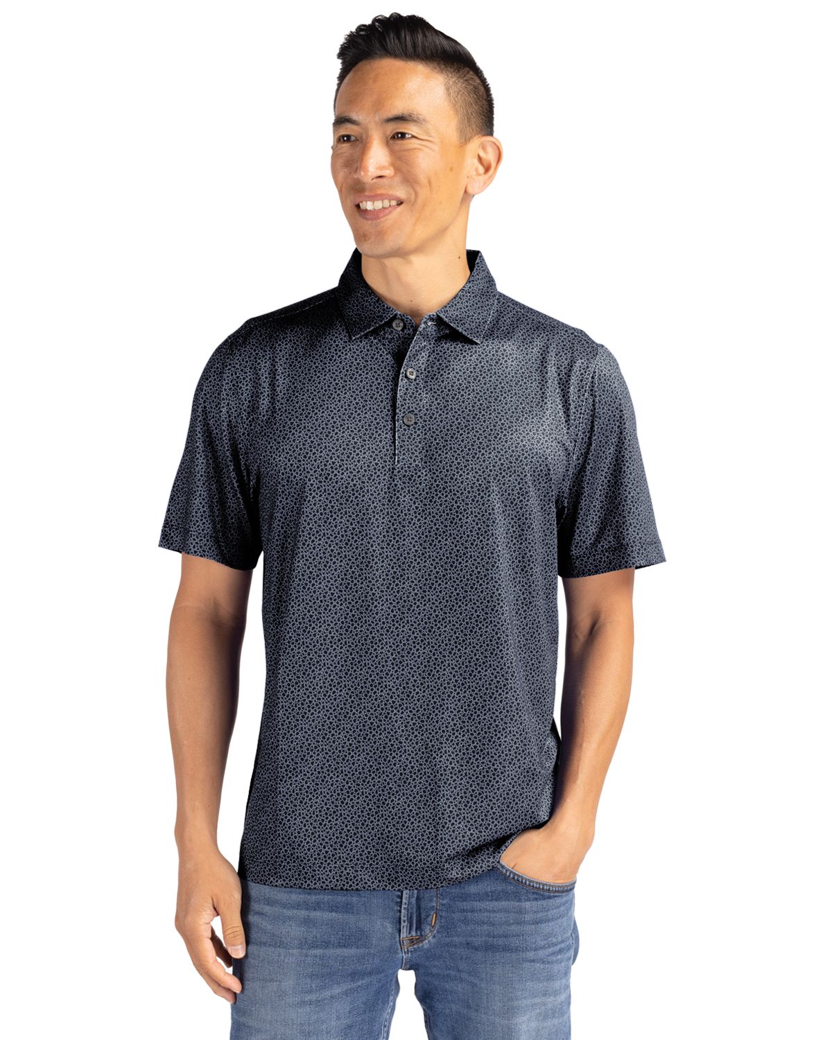 Cutter & Buck Pike Recycled Pebble Print Mens Polo 14