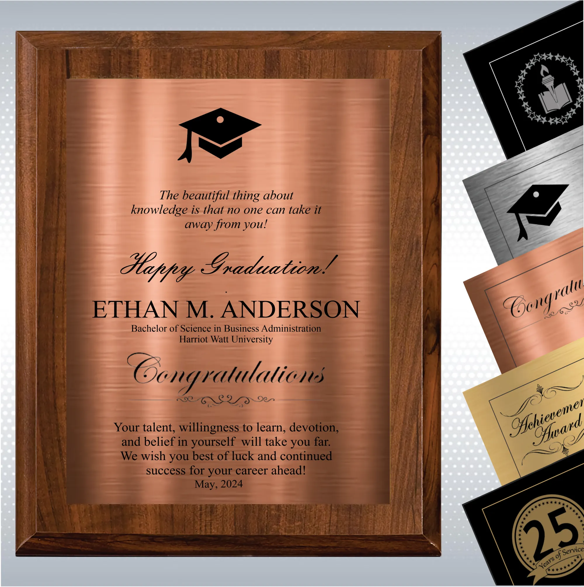Cherry Finish Graduation Gift Plaque Award 18