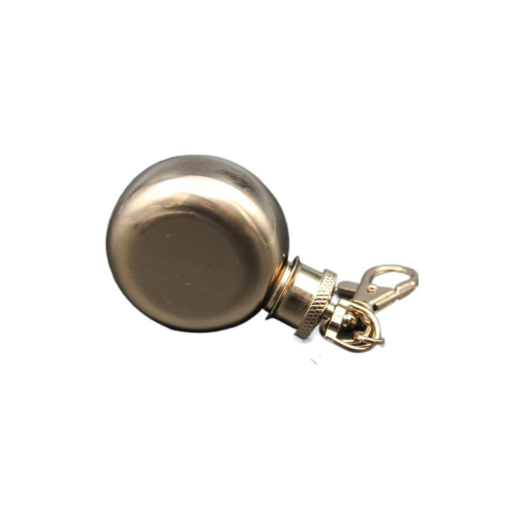 Stainless Round Pocket Flask 1 Ounce With Keychain Clip 6
