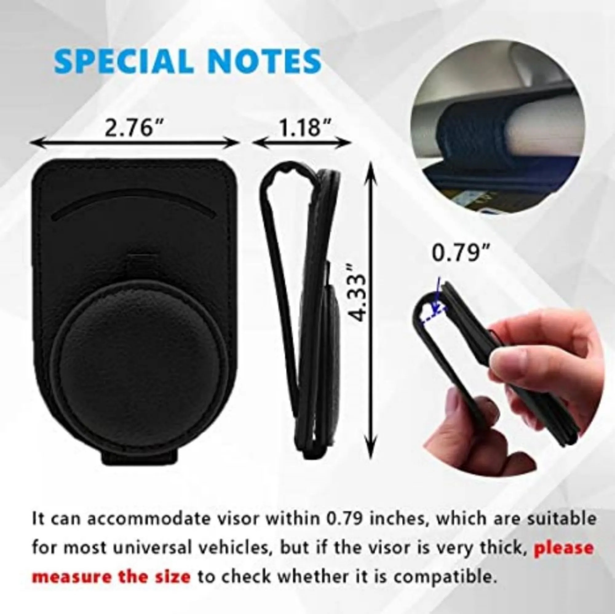 Full Grain Leather Glasses Clip ETC Card Holder for Car 4