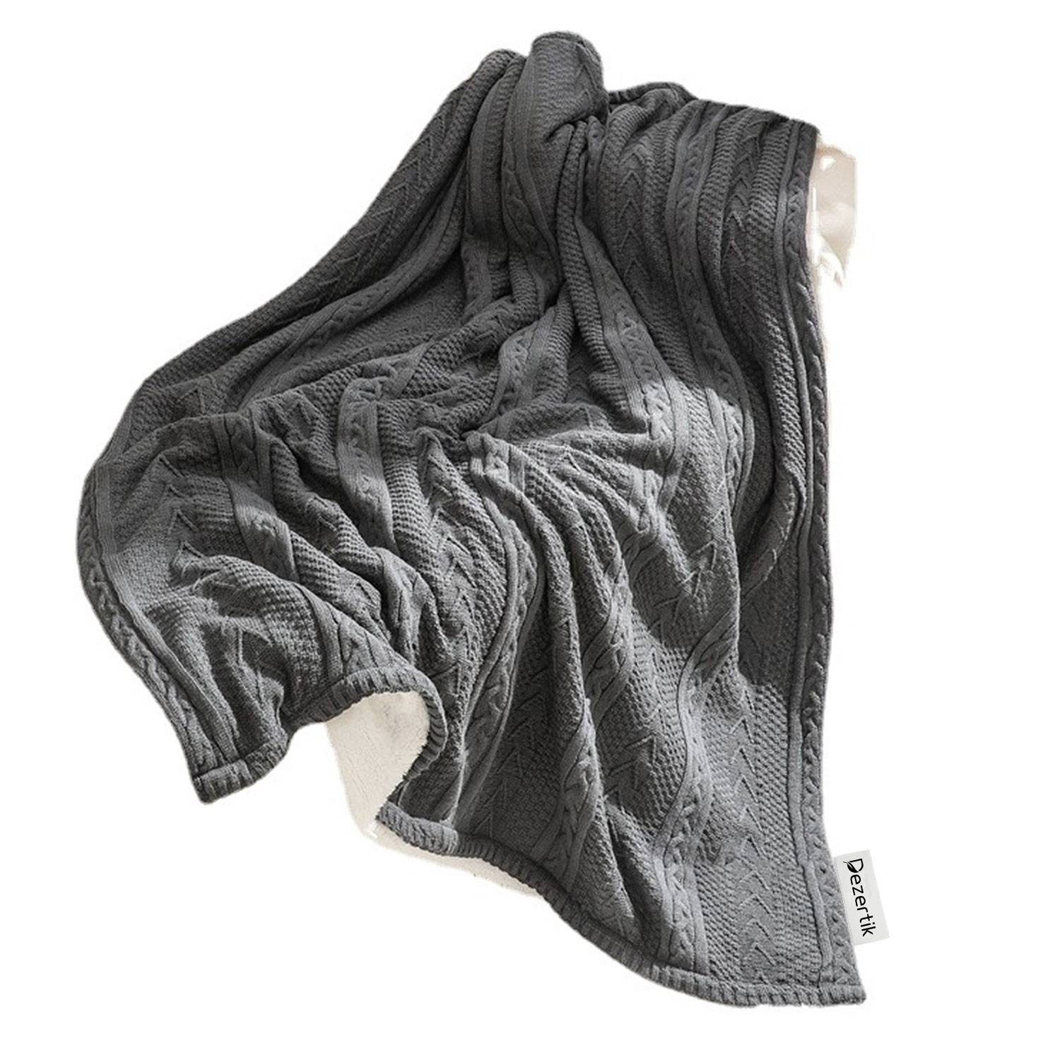 Knitted Acrylic Fishbone Blanket 2