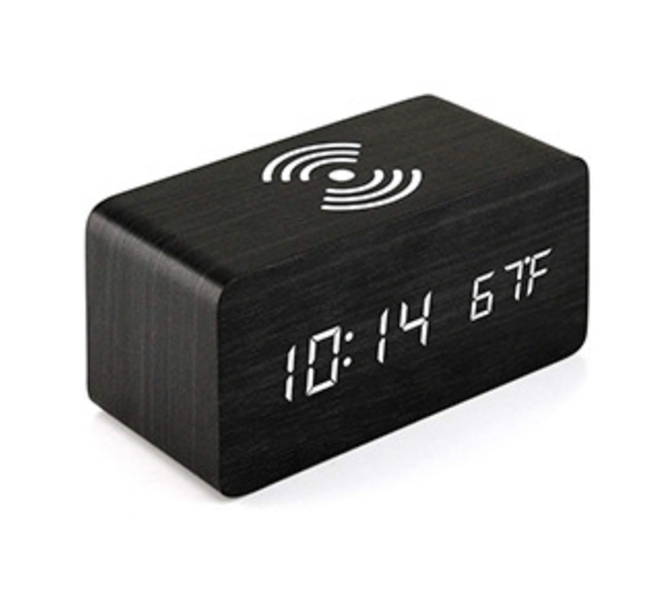 Wooden LED Alarm Clock with Wireless Charger 5