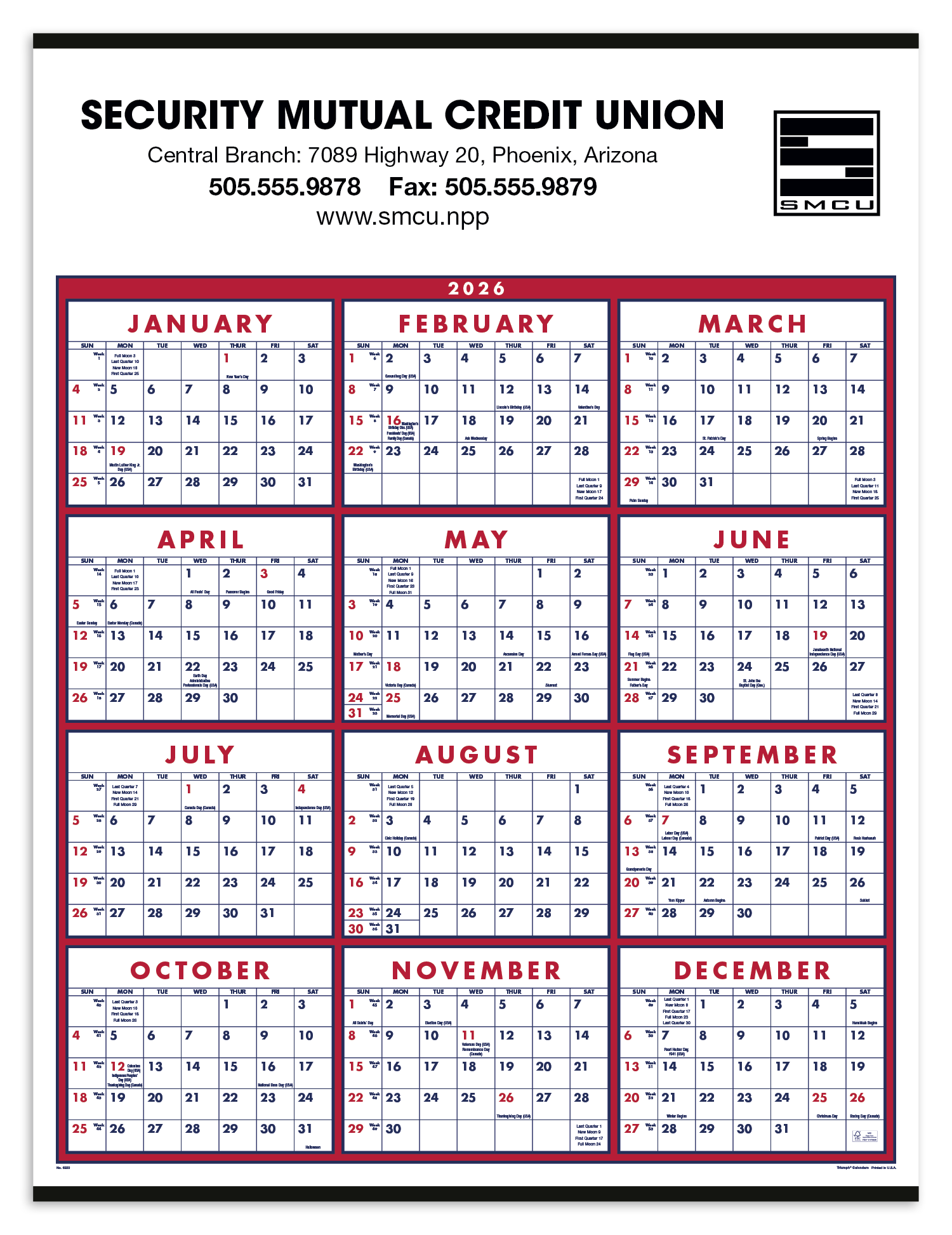 Triumph® Calendars Span-A-Year Calendar 4