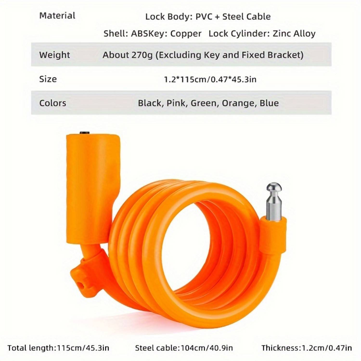 Portable Anti Theft PVC Bike Cable Lock 7