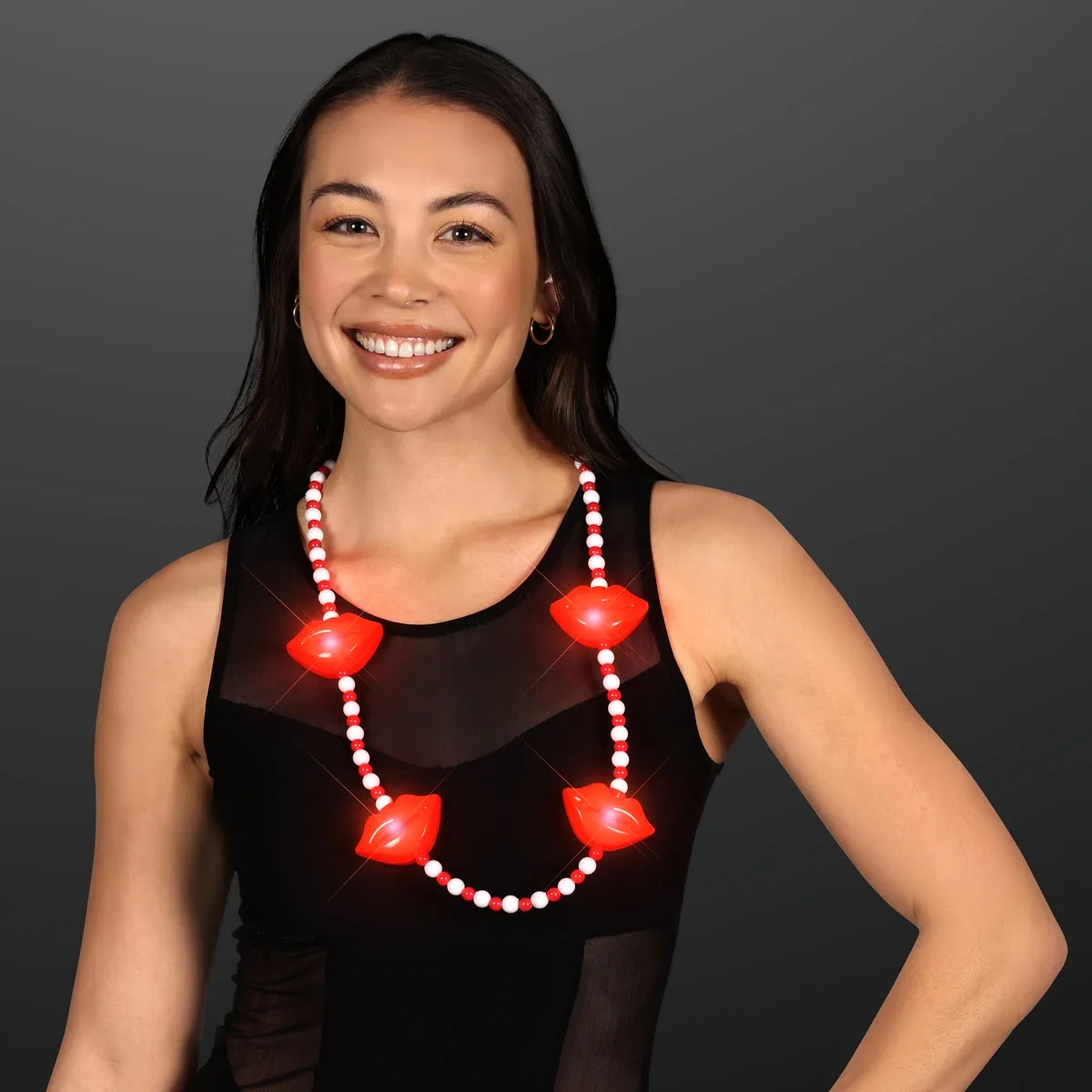 Red Lips Light Up Beads Necklace 3