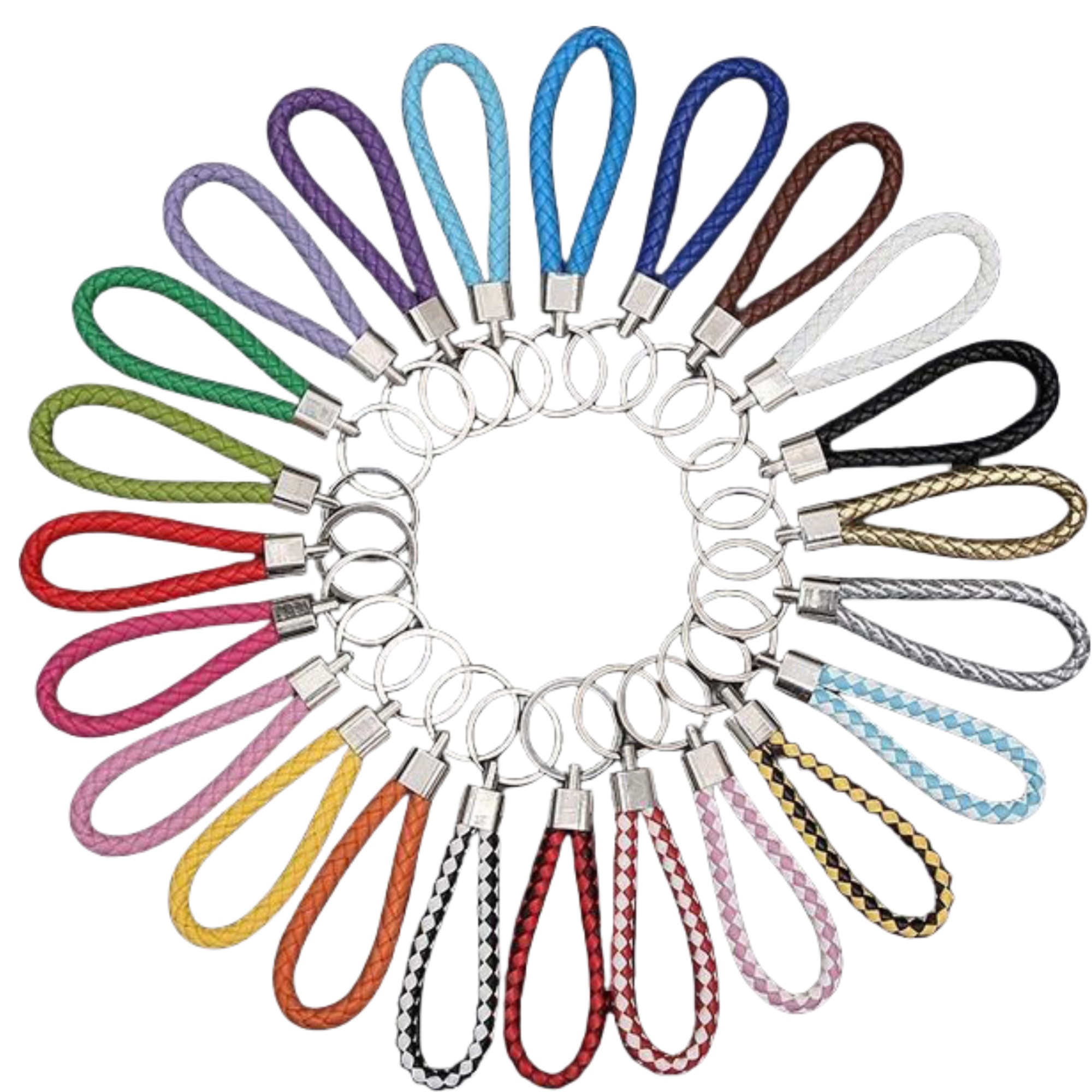 Multicolor Braided PU Leather Keychain 3