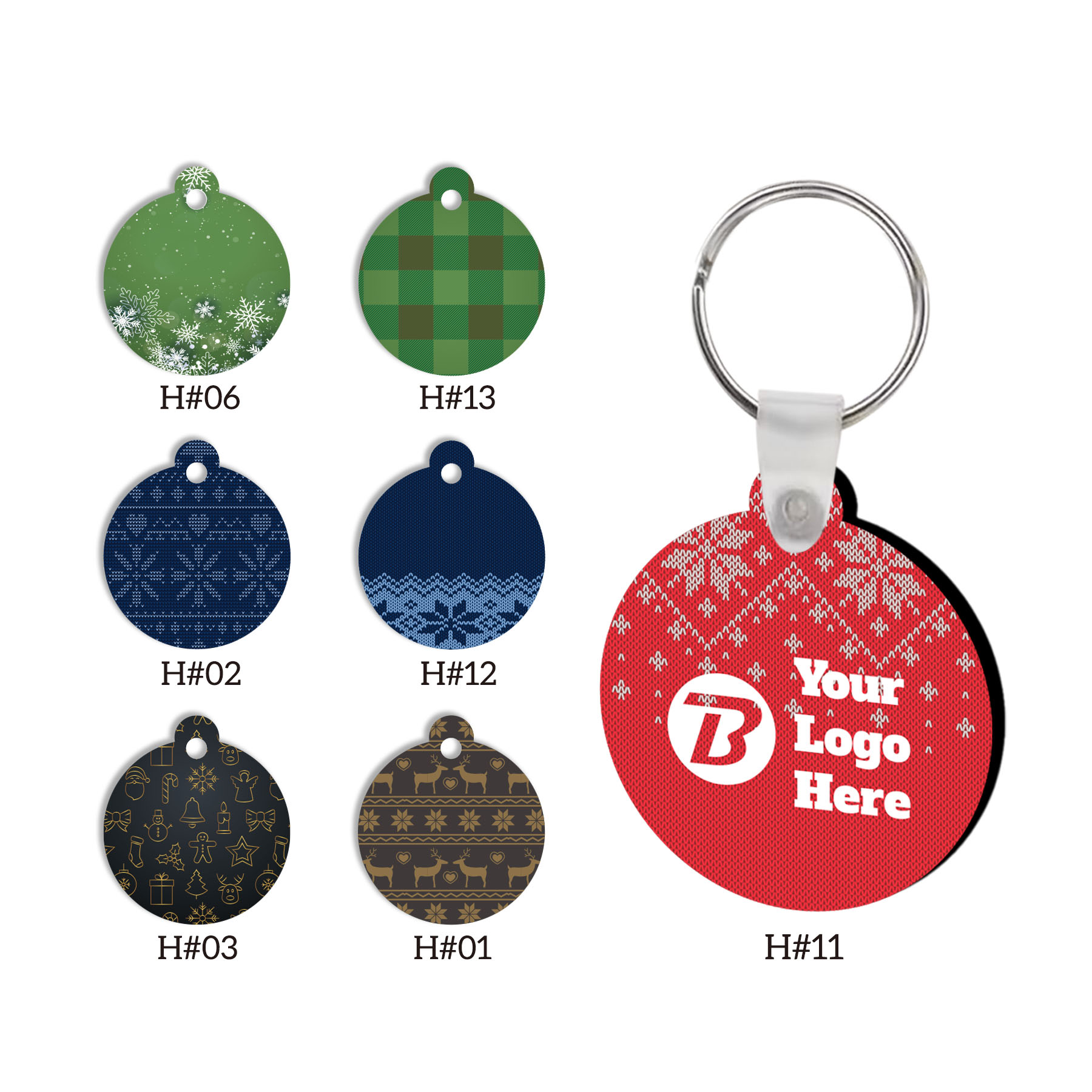 Free Shipping Full Color Christmas Design Key Chain - Round 6