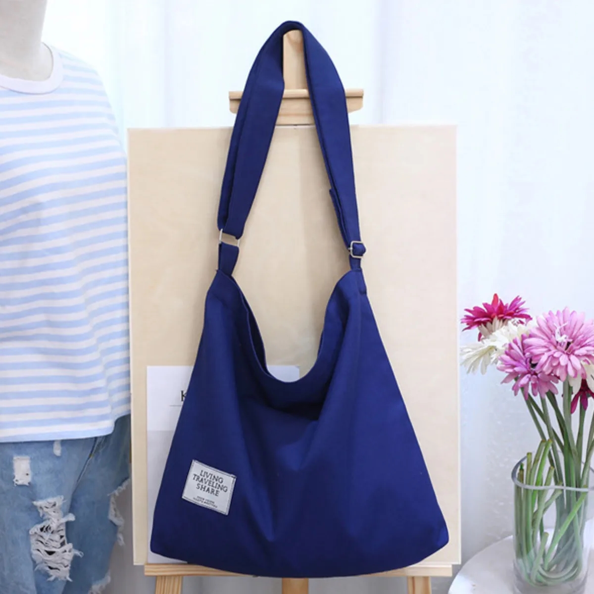 Tote Bag Shopping Grocery Canvas Crossbody Hobo Handbag, custom tote bag with logo imprint 10