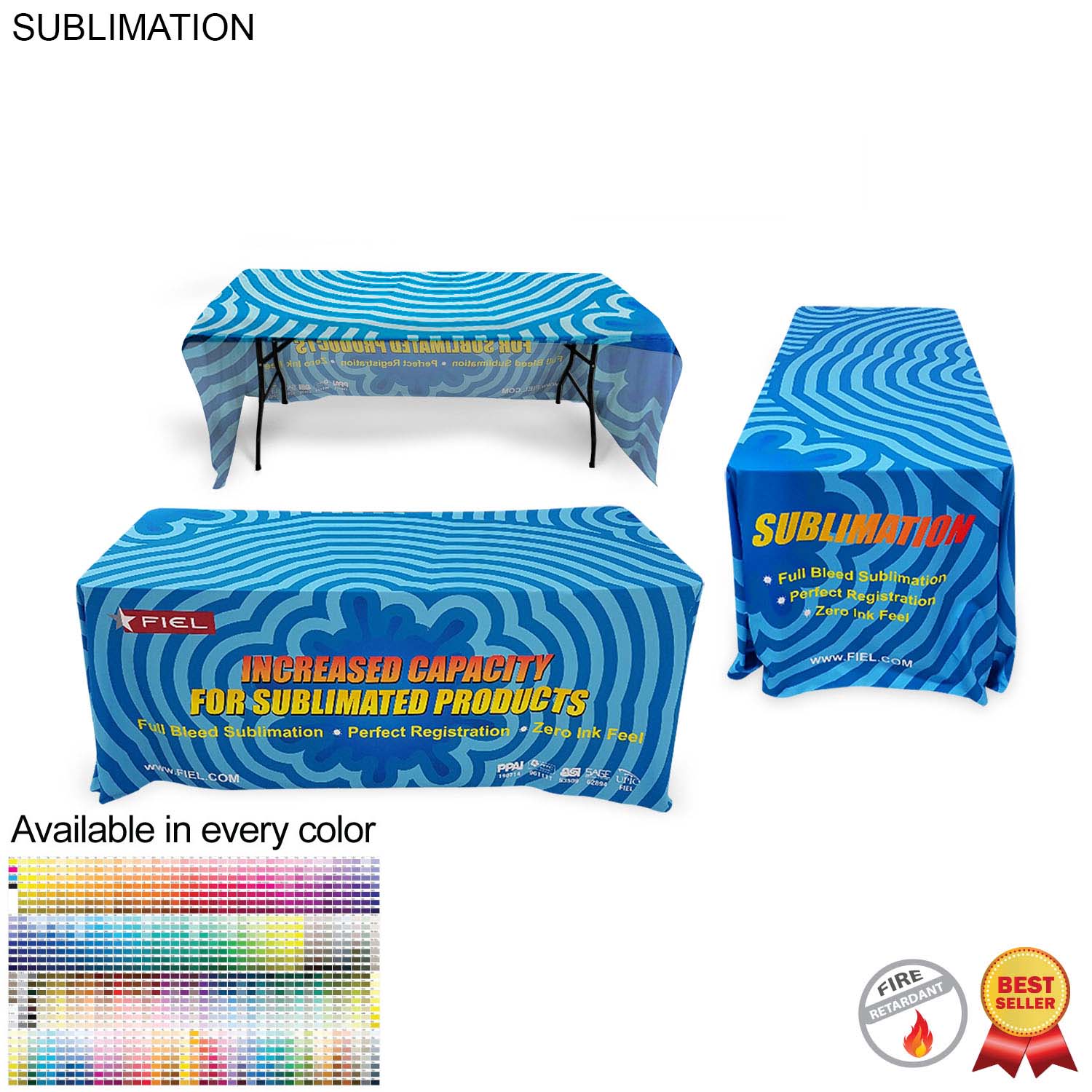 Sublimated Table Cloth for 6' Table, Drape Style, 3 sided, Open Back 2