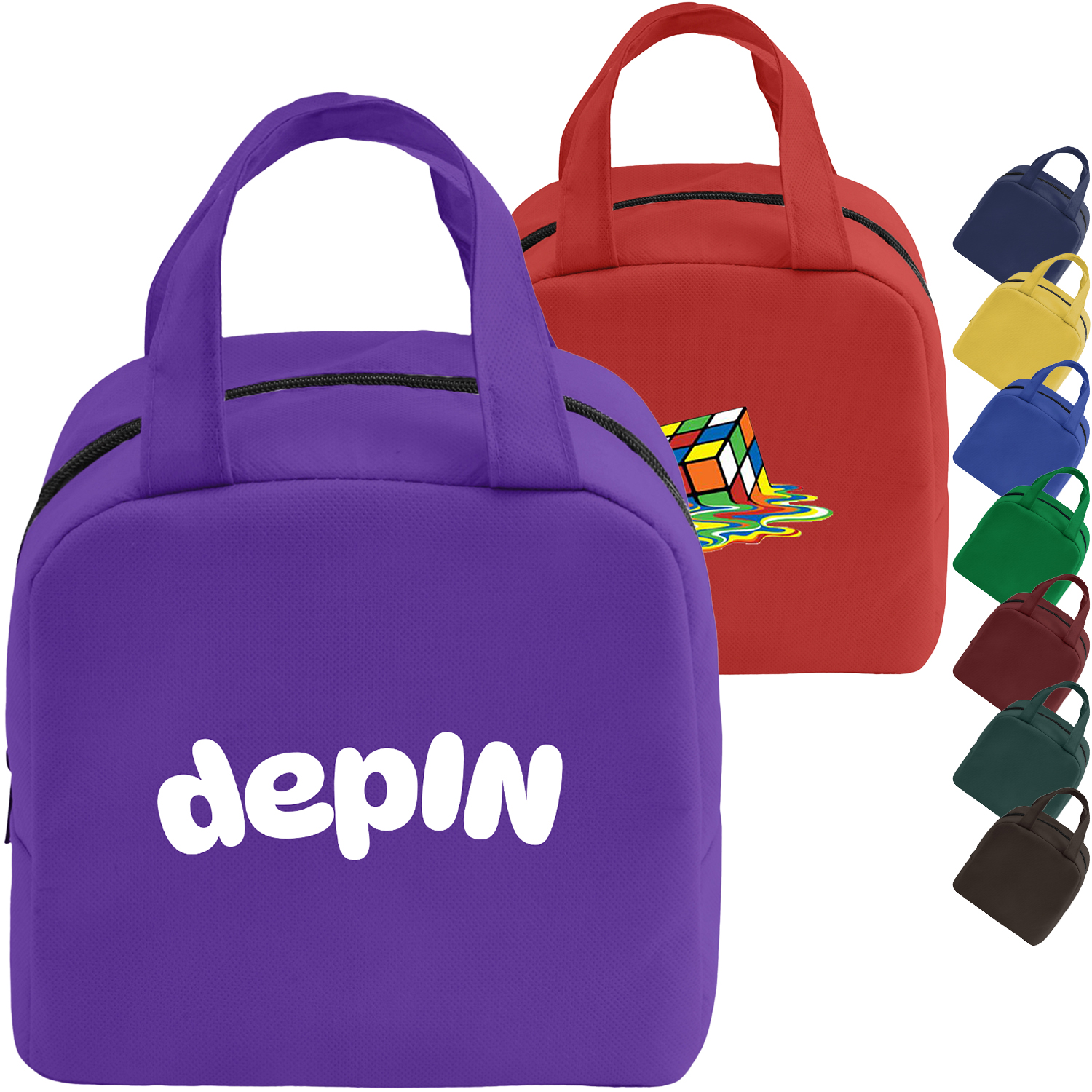 Non-woven Two Handle Lunch Bag w/ Zipper closure 2