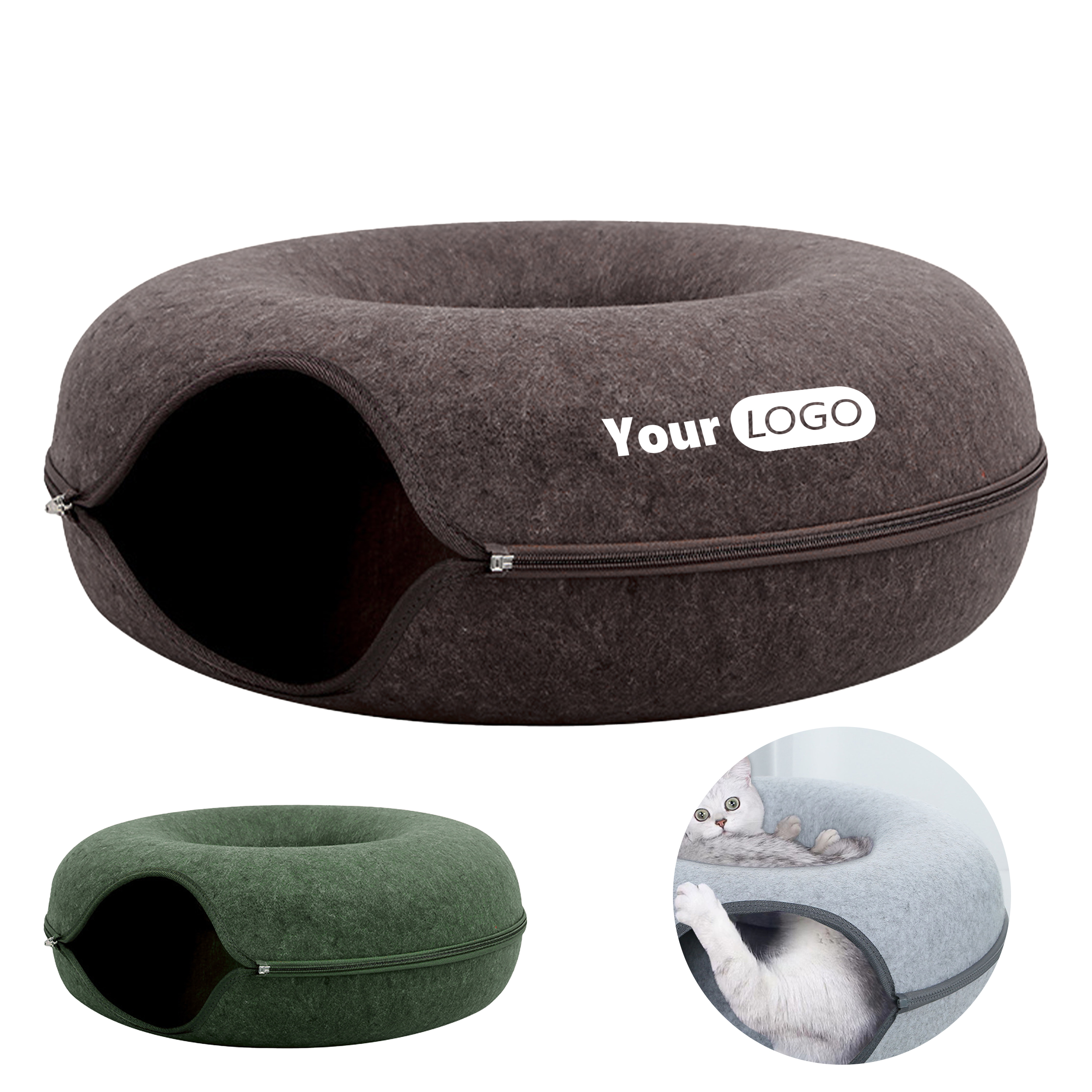 Felt Modern Cat Bed With Dual-Level Design 2