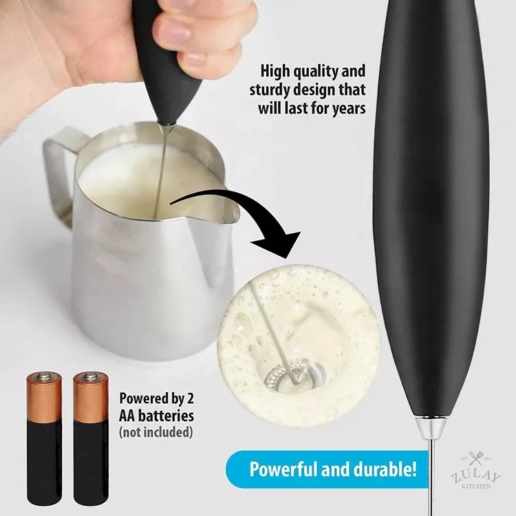 Handheld Battery Operated Electric Milk Frother w/Metal Stand 8