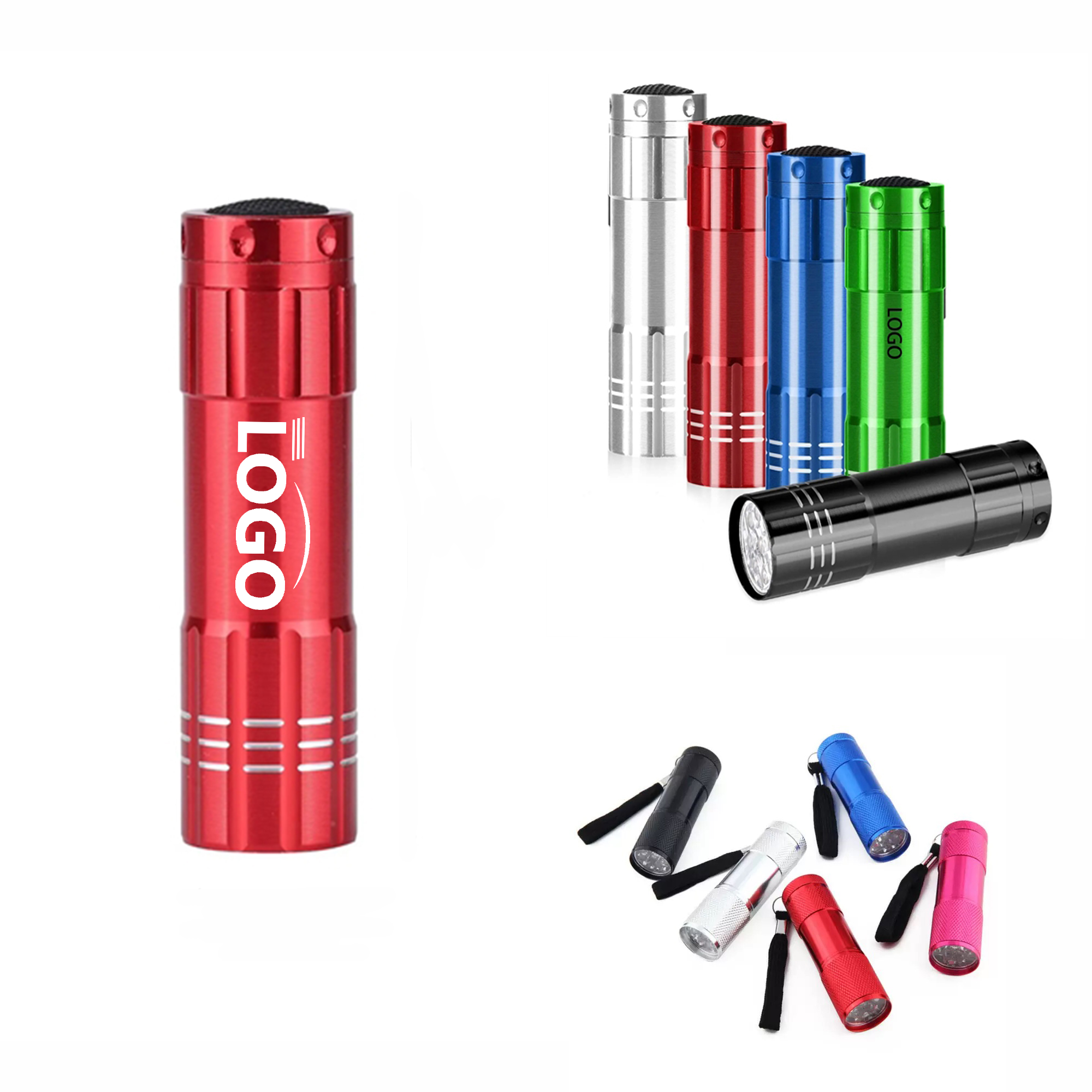 Aluminum 9 LED Flashlight With Strap MOQ 10pcs 2