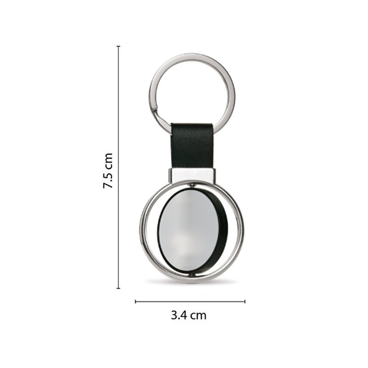 Round Metal Keychain with Leather Strap 2