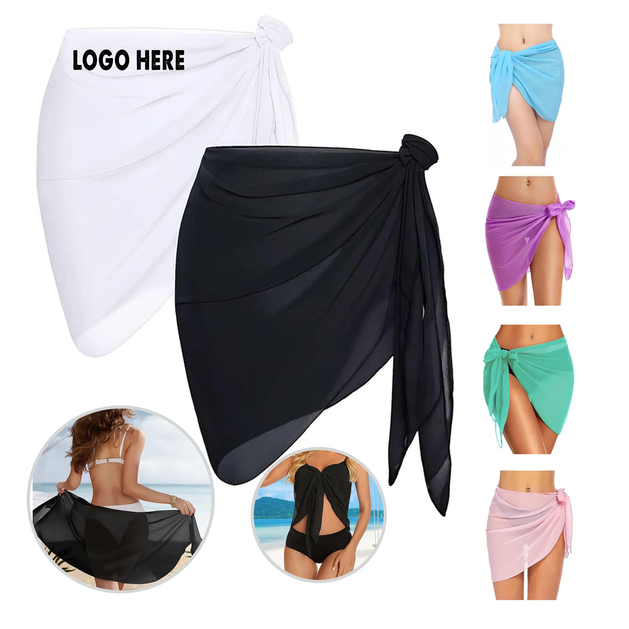 Womens Beach Bikini Wraps Short Sarongs 8