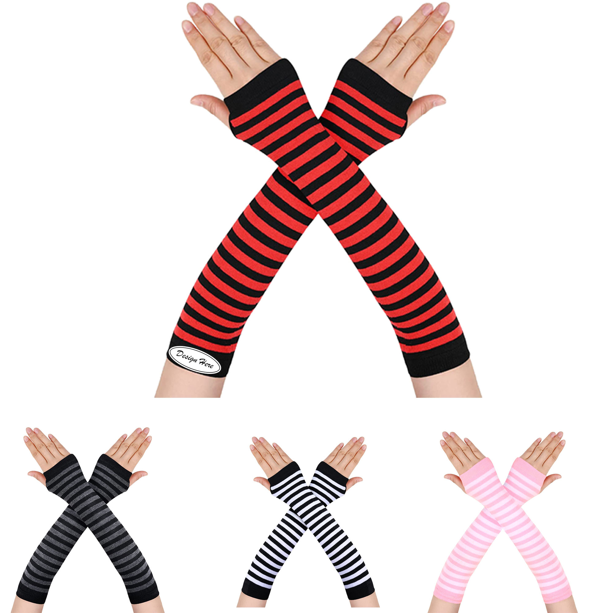 Punk Gothic Rock Style Long Arm Fingerless Gloves for Edge 4