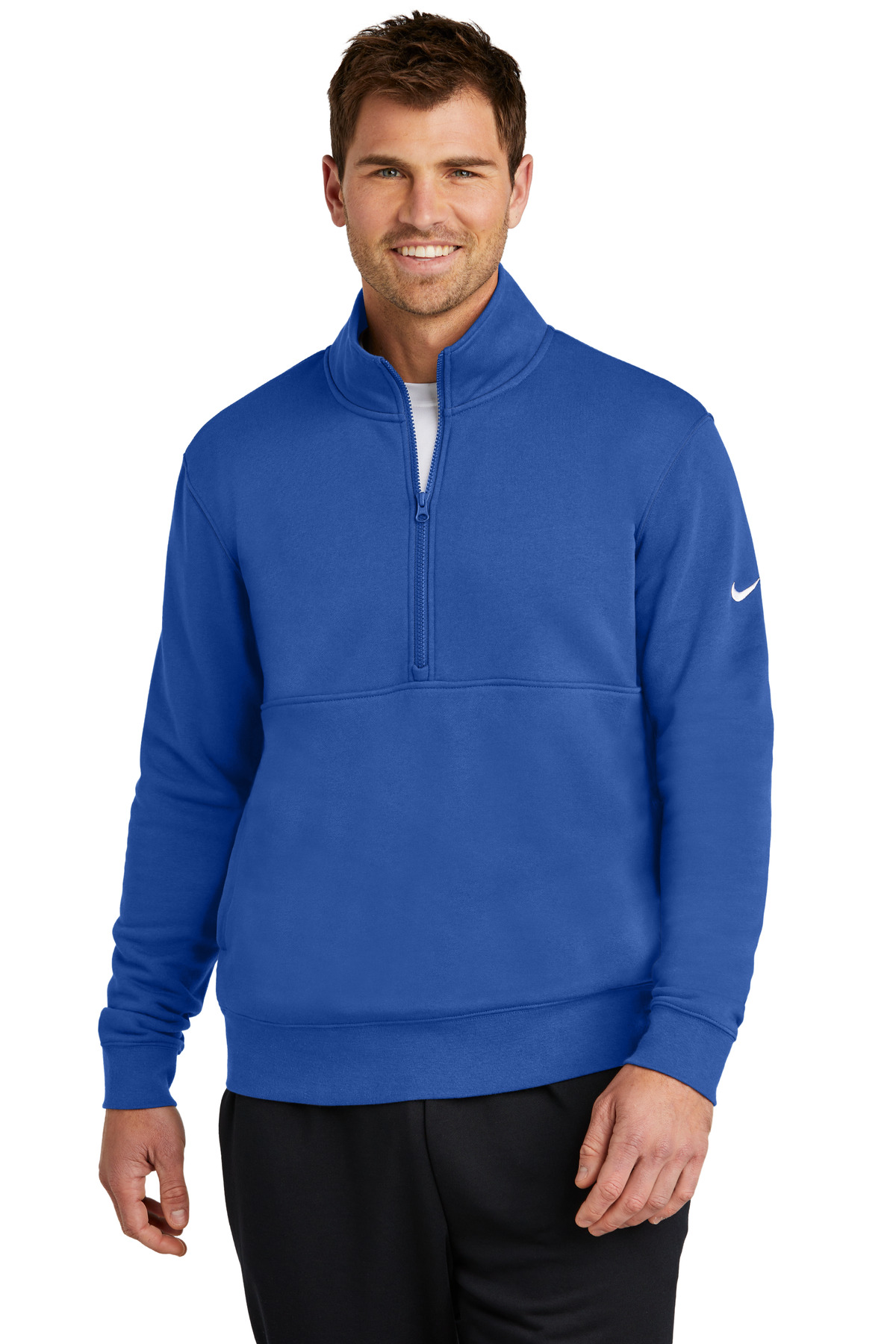 Nike Club Fleece Sleeve Swoosh 1/2-Zip NKDX6718, custom hoodie or sweatshirt with logo imprint 62