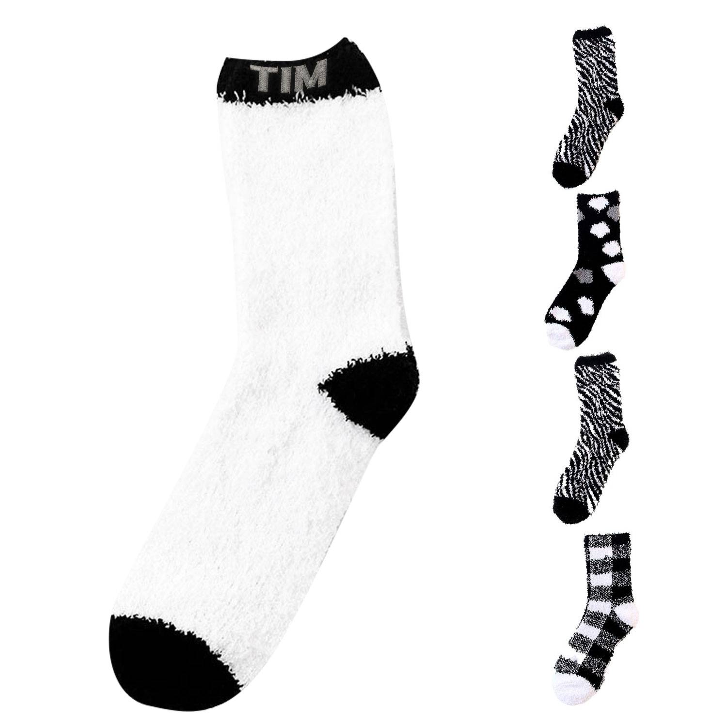 Fuzzy Fashion Socks W/ Woven Patch 5
