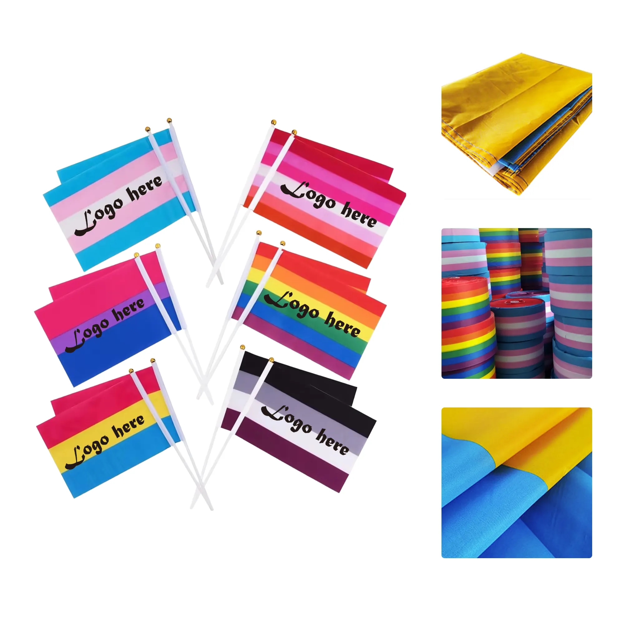 MOQ50 100D polyester Hand Flag
