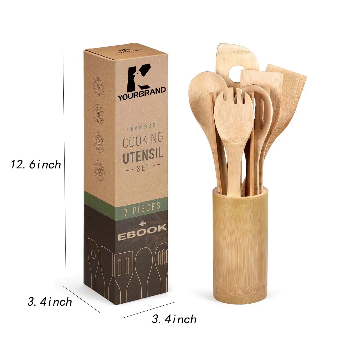 Natural Durable Bamboo Kitchen Utensil Set for Cooking 3