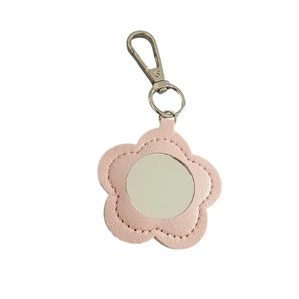 Floral Leather Mirror Keychain 1