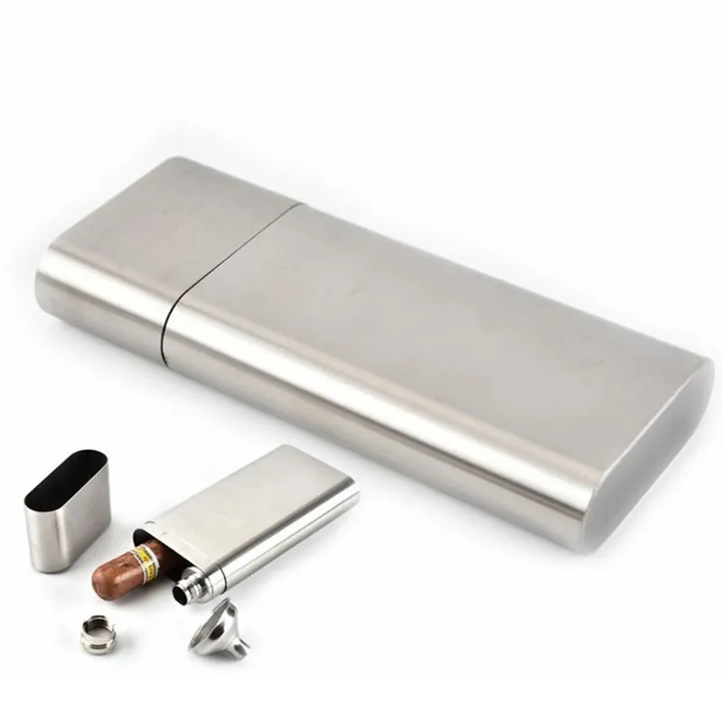 Stainless Steel Cigar Case and Flask Combo 6