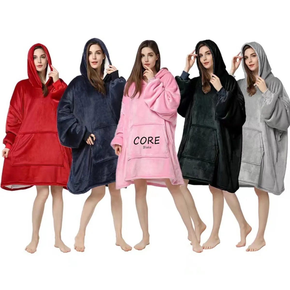 Oversized Microfiber Sherpa Wearable Blanket 1