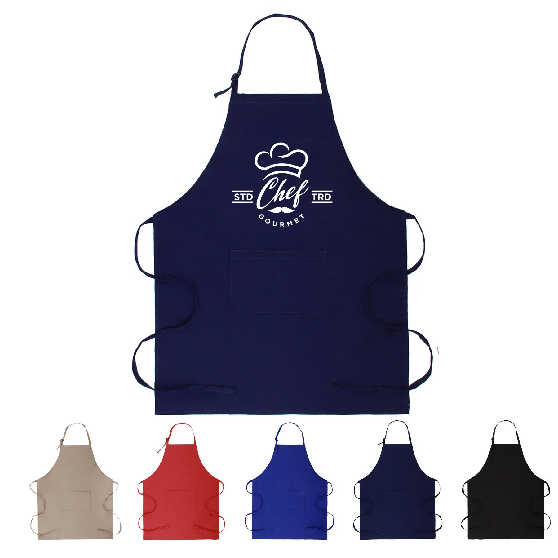 7 Oz. Adjustable Poly Cotton Twill Bib Apron W/2-Pocket 11