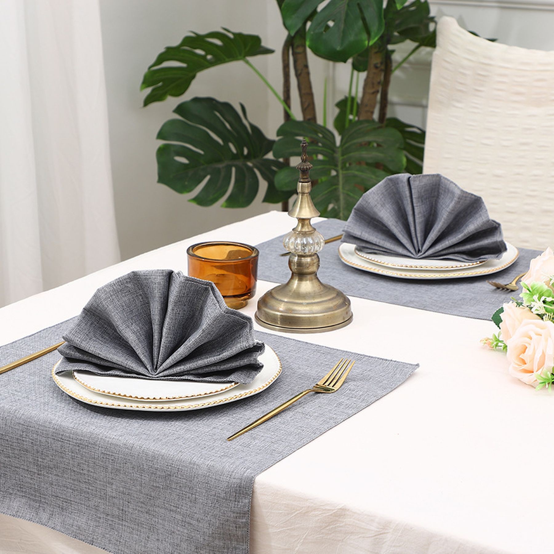 Polyester Dinner Napkins With Hemmed Edges 6