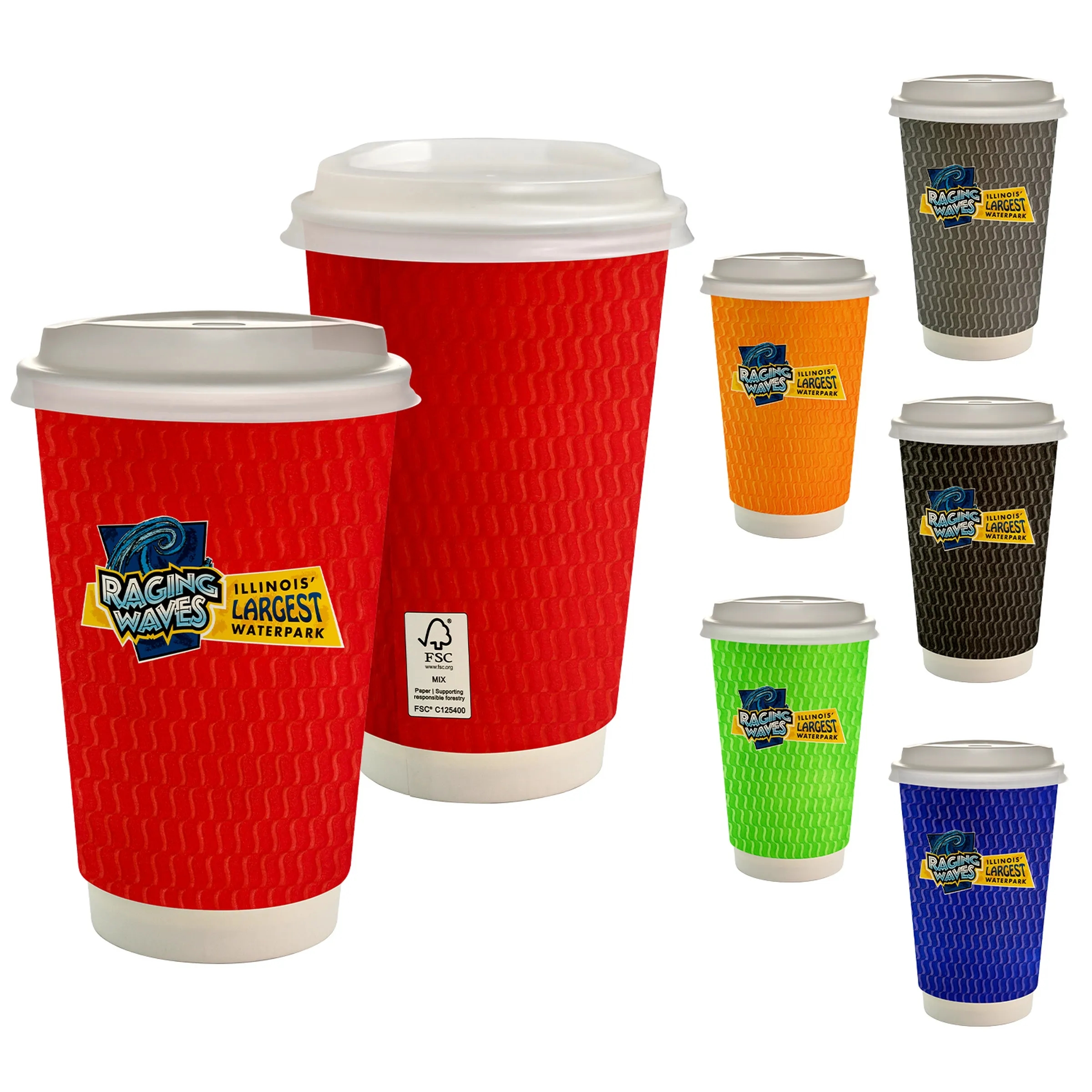 16 oz. Full Color Wave Paper Cup With Lid