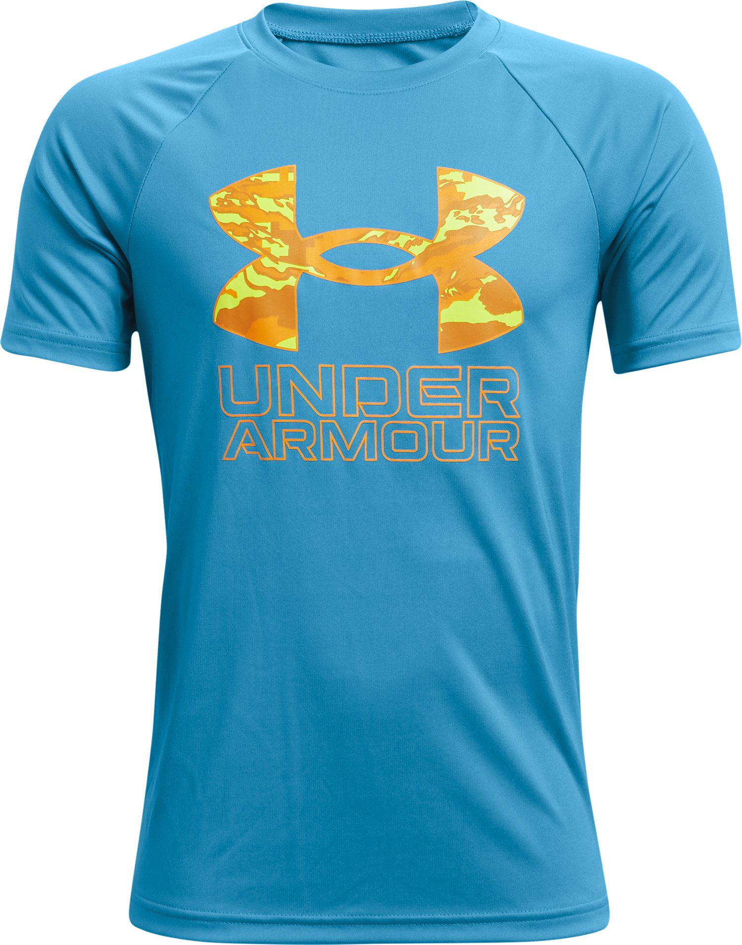 UA Tech Hybrid Print Fill Boys' Short Sleeve 33