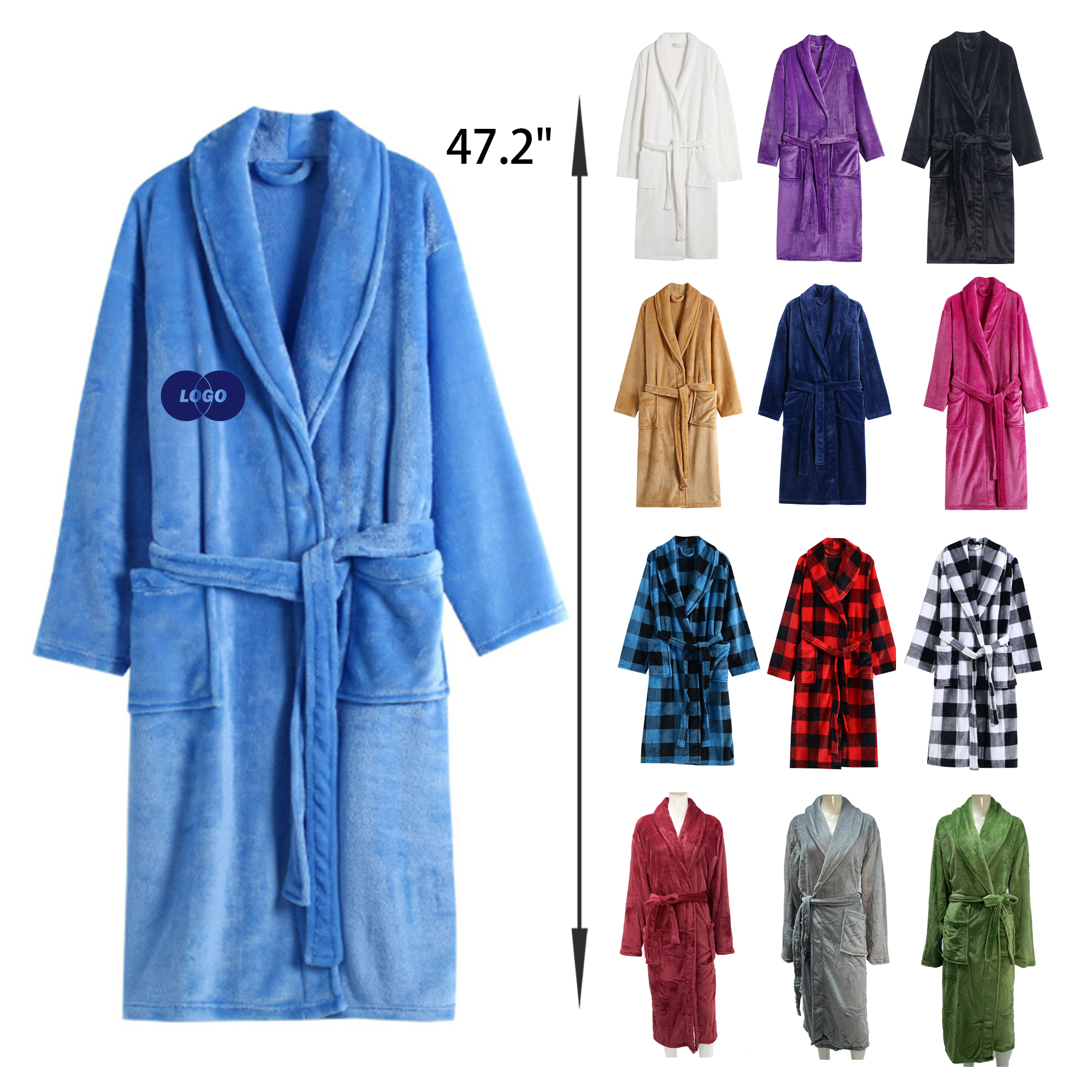 MOQ 25 PCS Stylish Long Flannel Nightgown Bathrobe 14