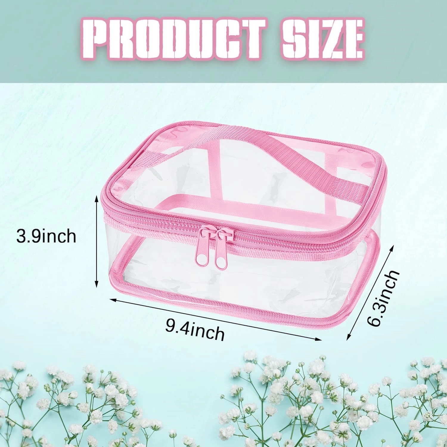 PVC Clear Makeup Bags with Zipper and Handle Waterproof 6