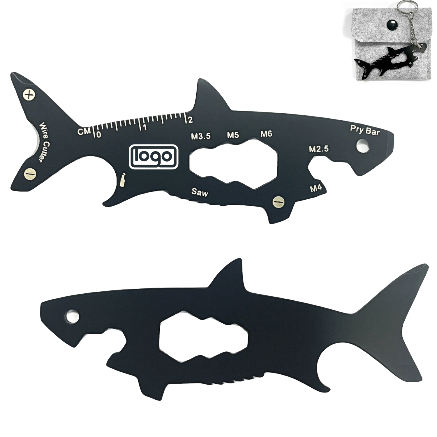 15 in 1 Stainless Steel Shark Shape EDC Multi Tool 6