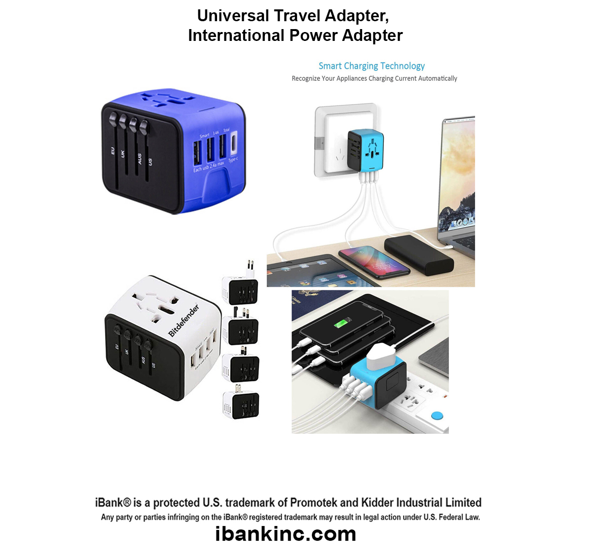 iBank ® Universal Travel Adapter, International Power Adapter 1