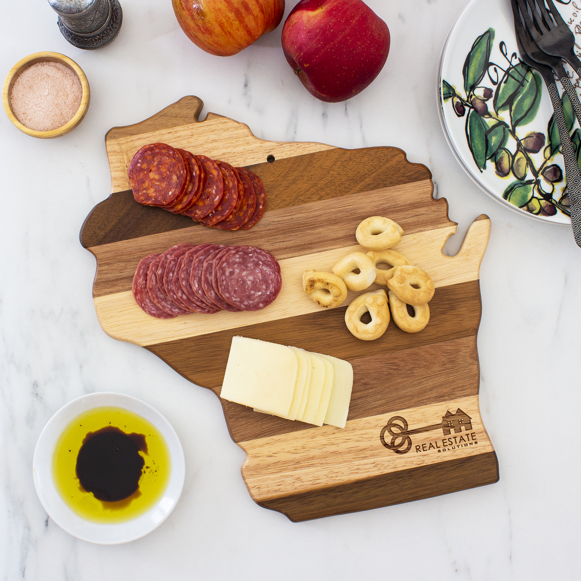 Rock & Branch® Shiplap Series Wisconsin State Shaped Wood Serving and Cutting Board 5