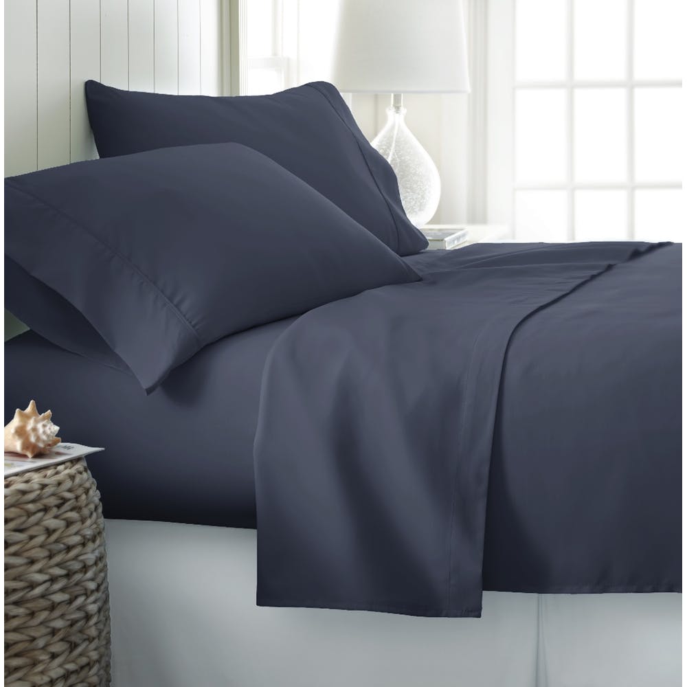 Microfiber Bed Sheet Sets - Navy Cali King 4 Piece Double-Brushed 1