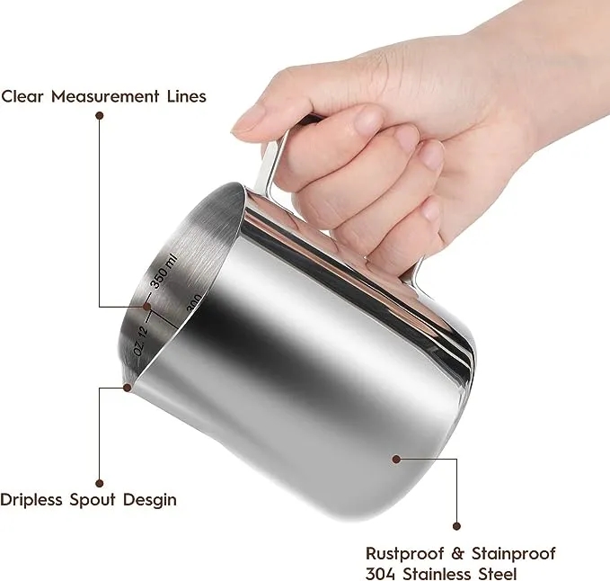 12oz 304 Stainless Steel Milk Frothing Pitcher