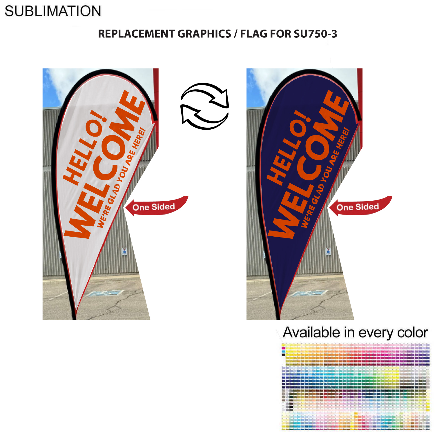 Replacement Flag for 9' Small Tear Drop Flag Kit, Full Color Graphics One Side 2